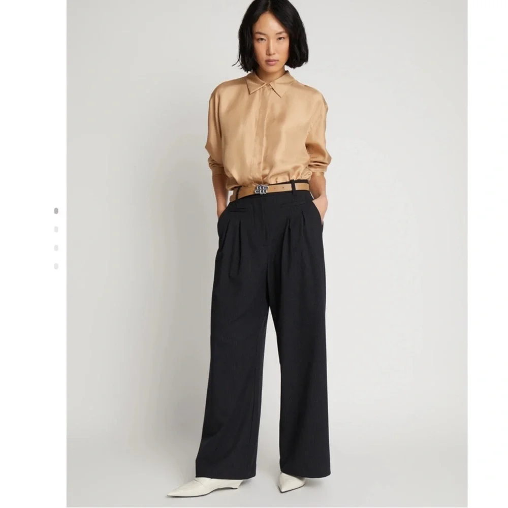 NWT Munthe Stormy pants pinstripe trousers black white size 34 US 4